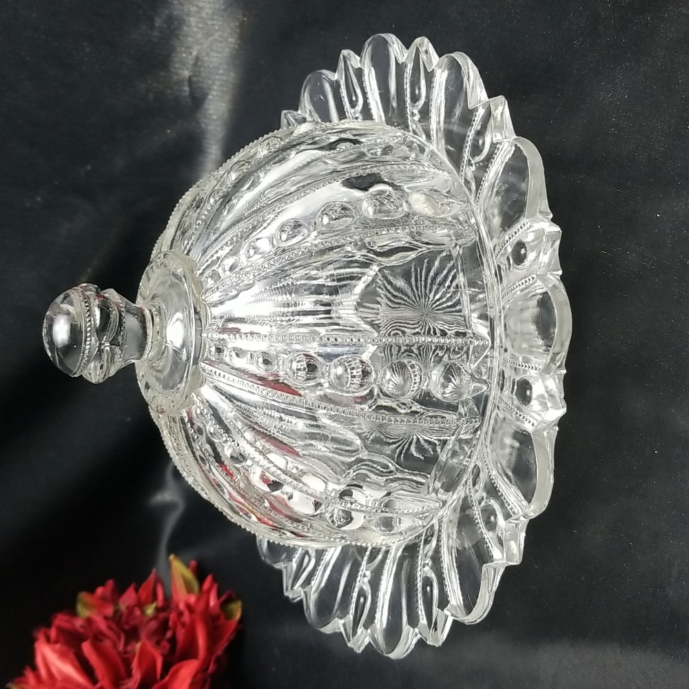 Antique National Glass Daphne Butter Dome Dish